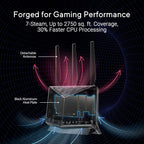 ASUS RT-BE86U BE6800 Dual-Band WiFi 7 Router  Supports 4096-QAM  MLO  AI WAN Detection  AiMesh  Subscription-Free Network Security  and Comprehensive VPN Features  Guest Network Pro  Gaming