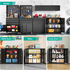 SISESOL Metal Storage Cabinet Locked Steel Cabinet with 2 Adjustable Shelves,Office Cabinet Locking Tool Cabinets,Kitchen Storage Cabinets Metal Locker Small Counter Height Storage Cupboard 36" H