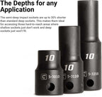 Capri Tools 3/8 in. Drive Shallow, Semi-Deep and Deep Impact Socket Set, Metric, 8 to 22 mm, 45-Piece