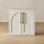 mopio Blake Storage Cabinet, Small Modular Accent Display Sideboard Buffet Cabinet with Storage, Media Console Credenza, for Kitchen, Coffee Bar, Pantry, Living Room (White Oak Arched, Single)