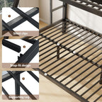 Feonase Bunk Beds Twin Over Full Size, Heavy Duty Metal Bunk Beds with Safety Guardrail & Ladders, Steel Loft Bed Frame for Teens and Adults, Apartment or Dorm, Noise Free & Easy Assembly, Black