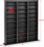 Prepac Barrister 3 Column Tall Storage Cabinet, Black Storage Cabinet with 27 Adjustable Shelves Display DVD for Living Room, 9.5" D x 57" W x 63.75" H
