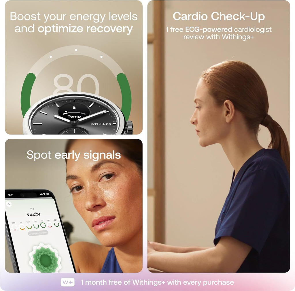 WITHINGS ScanWatch 2 - Hybrid Smart Watch  Heart Rate Monitoring  Fitness Tracker  Cycle Tracker  Sleep Monitoring  GPS Tracker  30-Day Battery Life  Android & Apple Compatible  HSA/FSA
