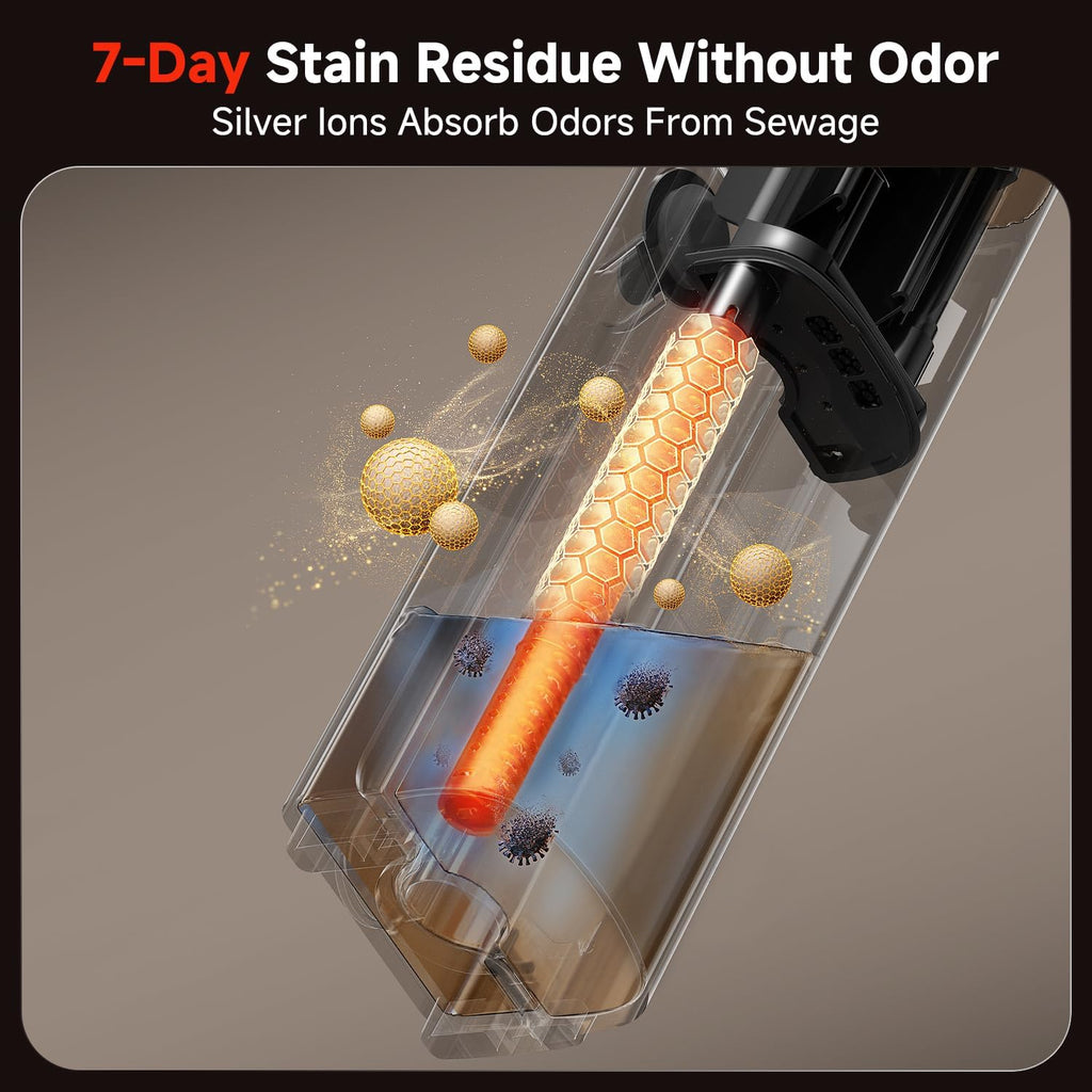 uwant Wet Dry Vacuum Cleaner 180°Lay-Flat Push-in Vacuum Mop All in One with 18000Pa Suction Auto Self-Cleaning Anti Odor Stick Dual-Edge Vacuum Cleaner Set of 1 for Hard Floor/Carpet D100