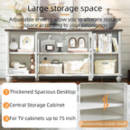 Farmhouse TV Stand for 60 Inch TV, Wood Entertainment Center with Glass Door Storage Cabinet & Adjustable Shelves,Television Stands for 65" TVS, TV Console Table for Living Room,Bedroom,White