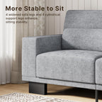 Gizoon 3-Seater Chenille Couch, 89 Inch Modern Comfy Sofa with Wide Armrests & Deep Cushions, for Living Room, Bedroom and Apartment, Grey