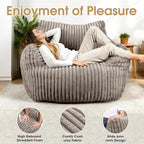 Giant Bean Bag Chair, Oversized Plush Comfy Bean Bag Sofa for Adults and Kids with Armrests, Memory Foam Mini Couch Single Lounges for Living Room, Bedroom & Game Room(Taupe)