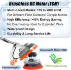 Commercial Floor Scrubber Machine with Brushes and Pads, Heavy Duty Floor Cleaner Polisher and Buffer- Deep Cleaning Tile and Grout, Hardwood Floors and Carpets without Getting on Hands and Knees