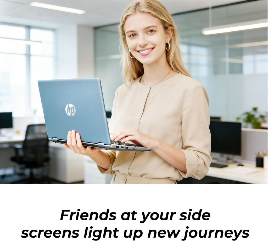 HP 14" Moonlight Blue Laptop with Office 365  AMD CPU  4GB DDR5 On-Board RAM  1.1TB Storage (128GB SSD and 1TB OneDrive)  HD Display  Windows 11  Energy-Efficient & Quiet Performance