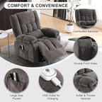 BOSMILLER Power Lift Recliner Chair with Massage and Heat for Elderly,Electric Recliner Single Sofa with Footrest,Side Pocket and USB Charge Port for Living Room