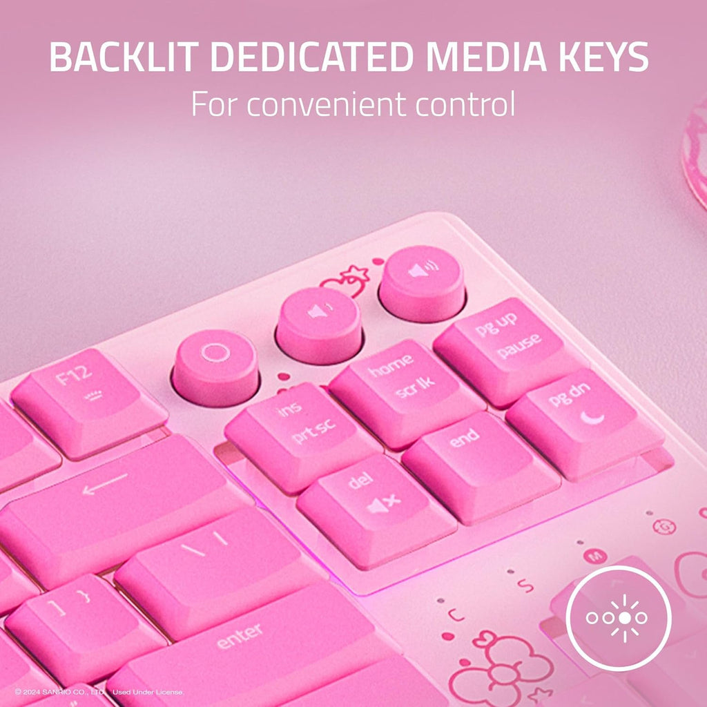 Razer Ornata V3 TKL Gaming Keyboard: Low-Profile Keys - Mecha-Membrane Switches - UV-Coated Keycaps - Backlit Media Keys - 8-Zone RGB Lighting - Magnetic Wrist Wrest - Hello Kitty & Friends Edition