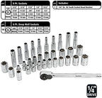 GreatNeck 82-Pc Mechanic Tool Set, SAE & Metric Socket and Ratchet Set, Mechanic Gifts, Tool Box with Tools, 1/4", 3/8", 1/2" Drive, Durable Storage Case