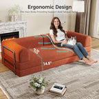 Folding Sofa Bed, Convertible Sleeper Couch, 78 Inch Oversized Corduroy Upholstered Boneless Couch, Loveseat Sleeper with Pull Out Bed, Floor Sofa Modular Futon Couch for Living Room Bedroom