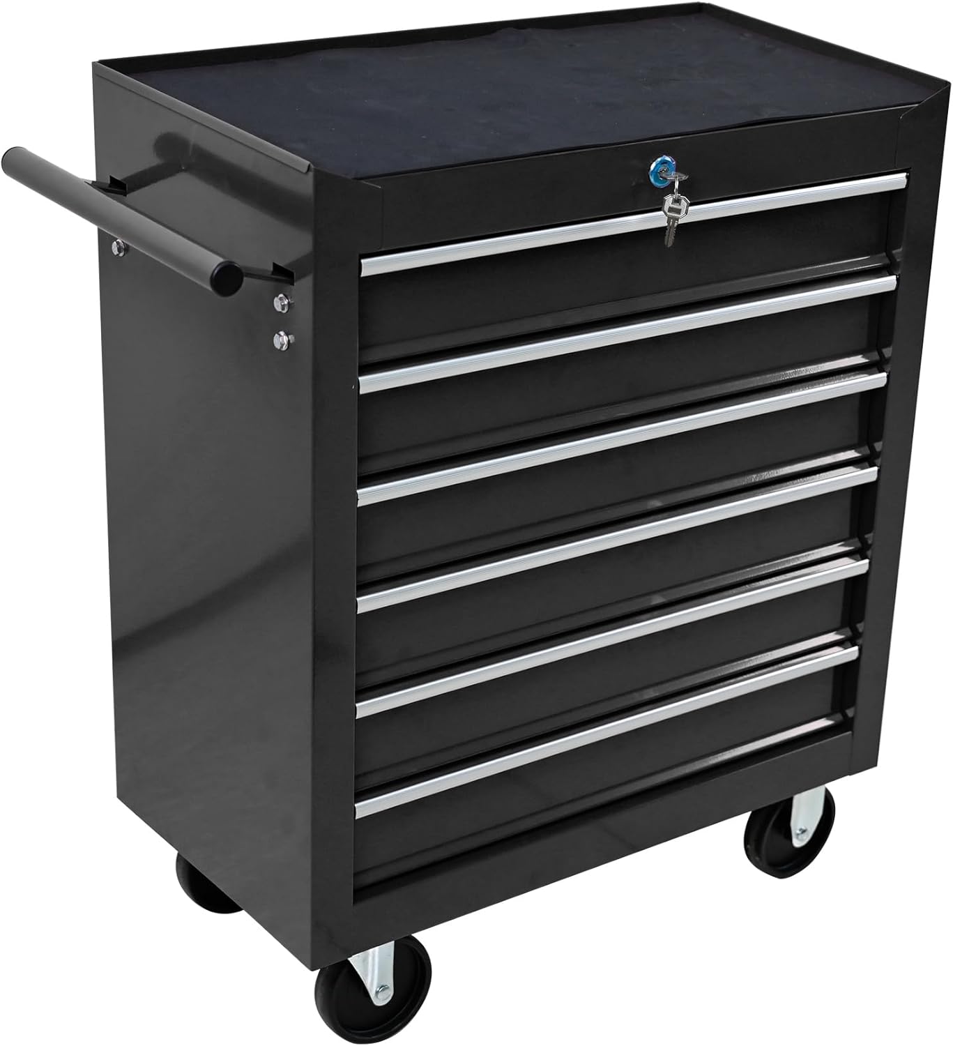 6-Drawer Rolling Tool Chest Cabinet, Large Capacity Metal Tool Box with Wheels and Keyed Locking, Roll Around Storage Organizer Tool Cart for Garage, Warehouse, Work Shop (Black03)