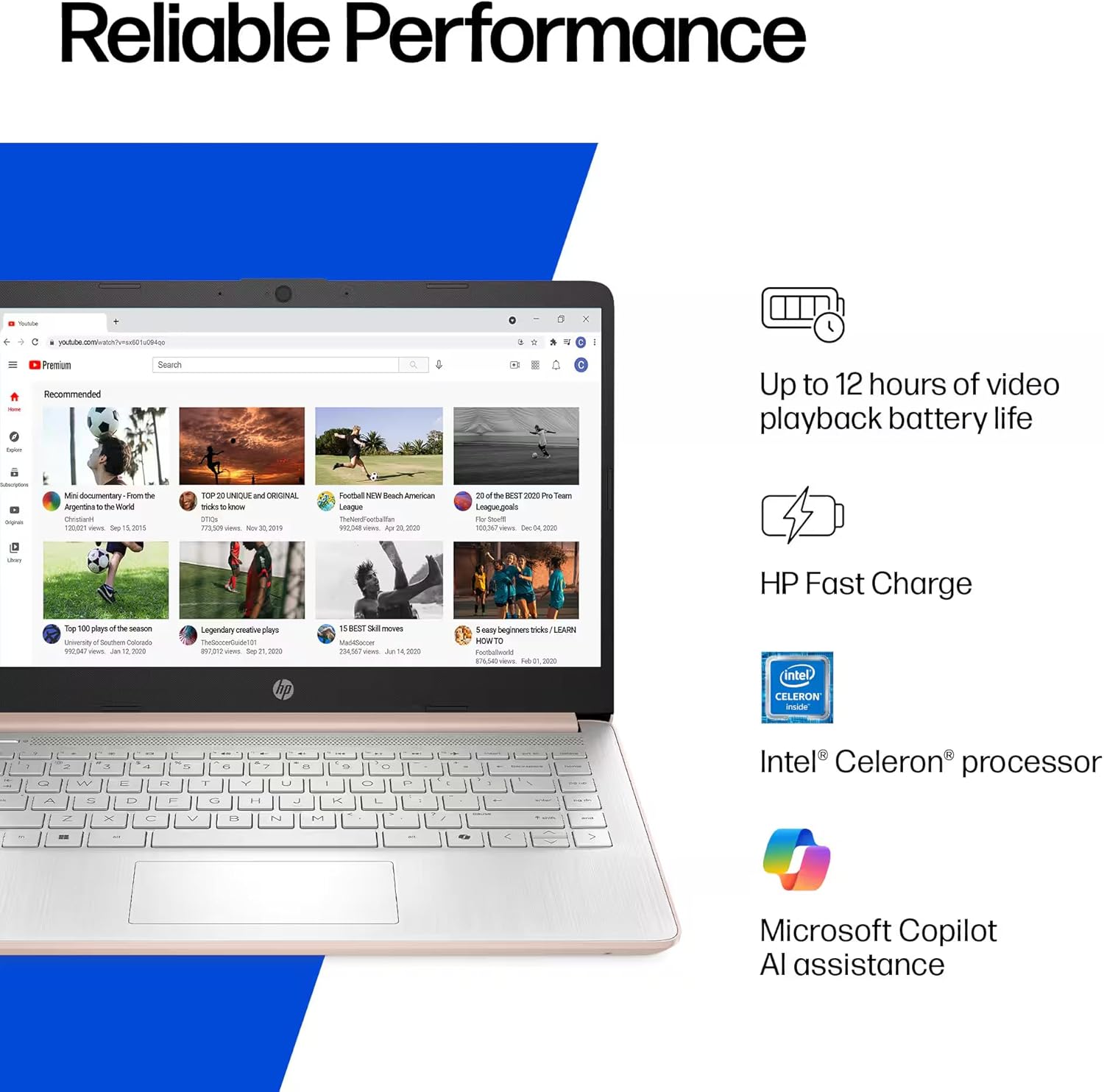HP 14" Laptop Thin and Light for 2026 Student Business with Office Suite  Copilot AI  Intel CPU Up to 2.8GHz  16GB RAM  628GB Storage (128GB SSD+500GB Ext)  WiFi 6  Win 11 Pro  MarxsolAddon  Rosegold