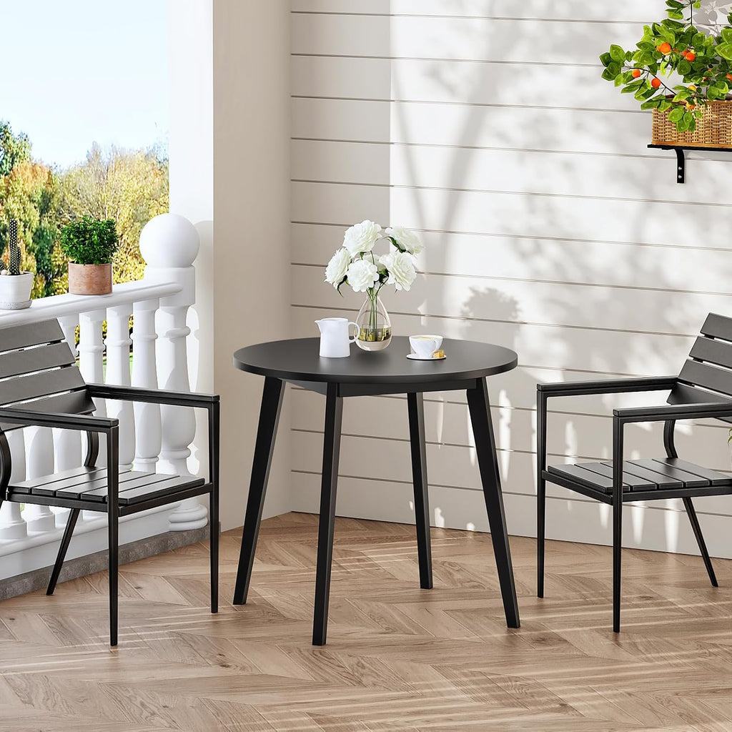 HOOBRO Bamboo Dining Table, Round Dining Table for 2, 27.5" Kitchen Table for Small Space, Writing Table, Easy to Assemble, for Dining Room, Living Room, Office, Kitchen, Apartment, Black BK71CZ01G1