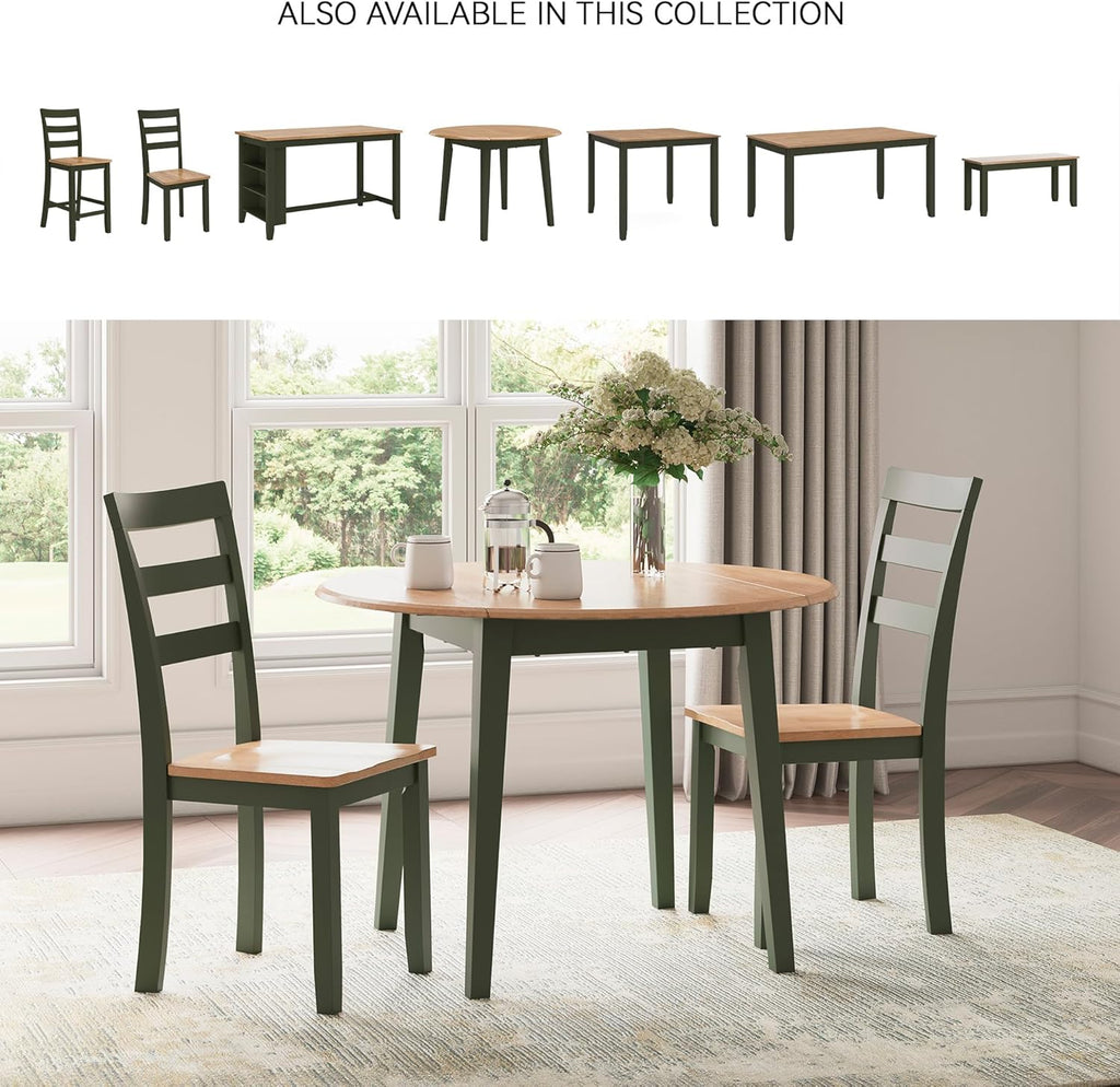 Signature Design by Ashley Gesthaven Modern Dining Drop Leaf Table with 4 Legs, Light Brown & Green