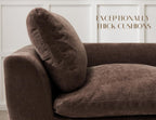 110" Cloud Sectional Couches for Living Room, Boneless L-Shape Couch with Ottoman, 3 Seater Modular Sectional Sofa, Brown