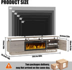 80" Modern Fireplace TV Stand with 36" Electric Fireplace for TVs Up to 90 inch, Luxury LED Light Entertainment Center with High Gloss Cabinet, TV Consoles for Living Room, Grey
