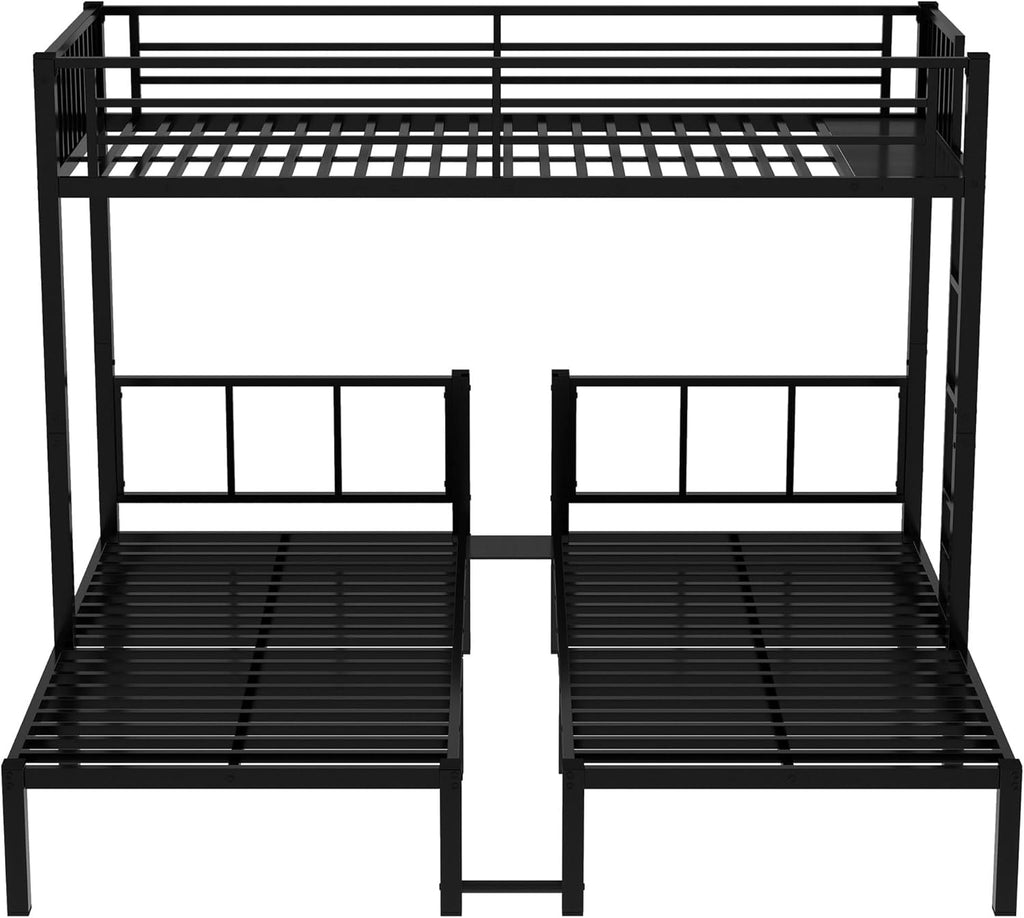 Bellemave Triple Bunk Bed for Kids, Detachable Twin Over Twin Over Twin Metal Bunk Bed with Guardrails, Ladder & Storage, Converts to 3 Separate Twin Beds, Easy to Assemble (3 Bunk Beds for Kids)