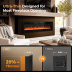 GREEN PARTY 72" Electric Fireplace Recessed/Wall Mounted Ultrathin 3.2" Fireplace Heater, Low Noise Linear Fireplace with Remote Control/Touch Screen, 8hrs Timer, Adjustable Flame & Bed Colors & Speed