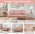 Yaheetech 56.5" W Modern Sofa Small Sofa Luxurious Velvet Fabric Couch with Gold-Tone Metal Arms and Legs for Living Room, Home Office, Studio Pink