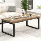 EXCEFUR Coffee Table, Modern Wood and Metal Living Room Table, Industrial Rectangle Center Table for Home Office, Rustic Oak, 47 Inch