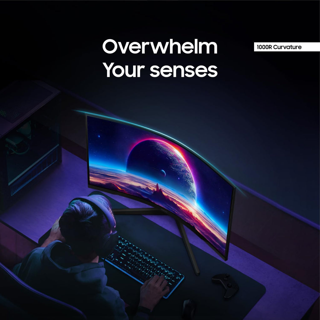SAMSUNG 32" Odyssey G55C Series QHD 1000R Curved Gaming Monitor  1ms(MPRT)  HDR10  165Hz  AMD Radeon FreeSync  Eye Care  Glare Free  Sharp Resolution LS32CG550ENXZA