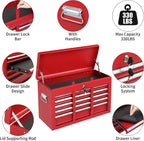 Winado 24" Metal Tool Box, Portable 5 Drawers Toolbox with Top Storage Tray, Carry Handle, Ball Bearing Runners, Lockable Tool Chest Cabinet for Garage, Warehouse, Repair Shop & Home, Red