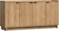 Prepac Simply Modern 4 Console Table, White Doors and Shelves, Sideboard Storage Cabinet, 60" W x 30" H x 16" D, Oak
