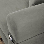 4-in-1 Folding Convertible Sofa Bed, 80 Inch Corduroy Upholstered Boneless Couch, Loveseat Sleeper with Pull Out Bed, Floor Sofa Modular Futon Teddy Sofa for Living Room Bedroom Lounge, Light Gray