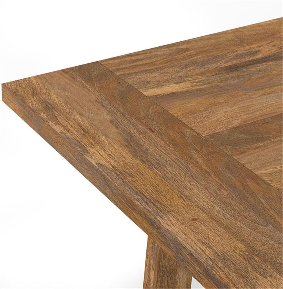 SIMPLIHOME Whitley Dining Table - 72 inch Wide Solid Mango Wood Rectangular Table in Burnt Wax, Modern Farmhouse Style for Dining Room or Kitchen with Extra-Thick Trestle Base, Seats 6