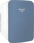 Cooluli 15L Mini Fridge for Bedroom - Car, Office Desk & College Dorm Room - 12v Portable Cooler & Warmer for Food, Drinks, Skincare, Beauty & Makeup - AC/DC Small Refrigerator with Glass Front, Blue,15 Liter