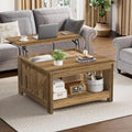 FABATO Lift Top Coffee Table, 31.5" Farmhouse Coffee Tables with Storage, Small Square Cocktail Tables, Wood Central Table for Living Room, Meeting Room, Retro Oak
