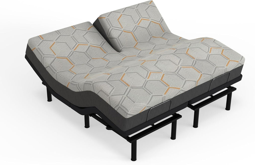 Blissful Nights - e4 Split Head Flex Top King Size Adjustable Bed Frame Set with 12" Copper Gel Infused Memory Foam Mattress Medium Firm, 120-Night Trial