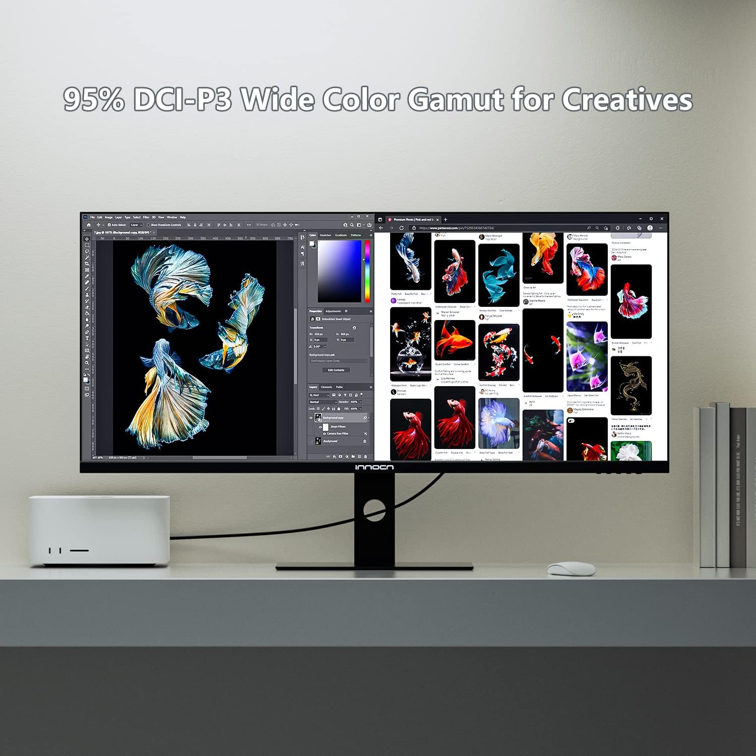INNOCN 40C1R Ultrawide Monitor 40" WQHD 3440 x 1440p 144Hz FreeSync Premium HDR400 21:9 Computer Display 95% DCI-P3 500Nits IPS USB Type-C HDMI Tilt/Height Adjustable  Mountable