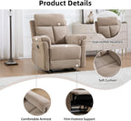 Manual Recliner Chair, Soft Fabric Recliner Chair for Adults with Overstuffed Arms and Back, Single Sofa for Living Room (Camel)