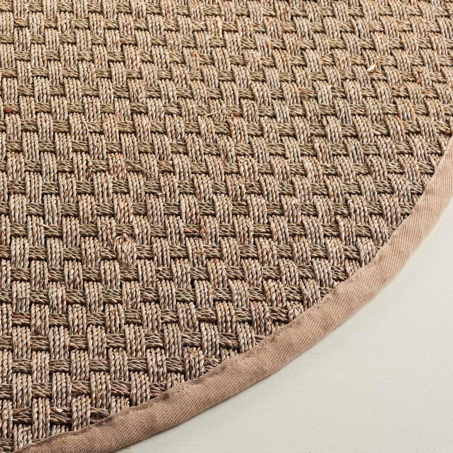 SAFAVIEH Area Rug 8x10 - Natural Fiber Collection - Large - Natural & Beige, Seagrass, Basketweave Pattern (NF114A)