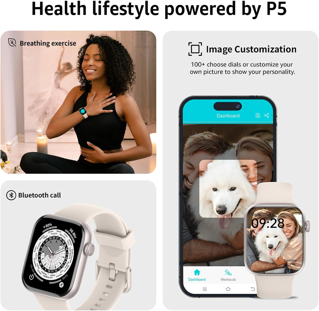 Smart Watch for Men Women Answer/Make Call  1.85" Smartwatch  Fitness Watch with Heart Rate Blood Pressure Sleep Monitor  140+Sports  IP68 Waterproof Step Counter Watch Compatible with Android IOS