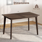 Giantex Dining Table for 4, 48" Rectangular Wooden Kitchen Table with Solid Rubber Wood Legs, Mid Century Modern Dinner Table for Dinette, Living Room, Home Office (Walnut)