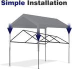Carport Replacement Canopy, Replacement Top Cover for 12' x 20' Carport Frame, 180G PE Fabric Waterproof & UV Protected Tarp with Ball Bungees, Grey (Only Top Cover, Frame is not Included)