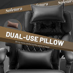 Massage Office Chair with Foot Rest,6 Points Vibration & Heat Executive Office Chairs for Heavy People,500LBS Big and Tall Office Chair,Ergonomic Reclining Desk Chair,Dual-Use Pillow,Black