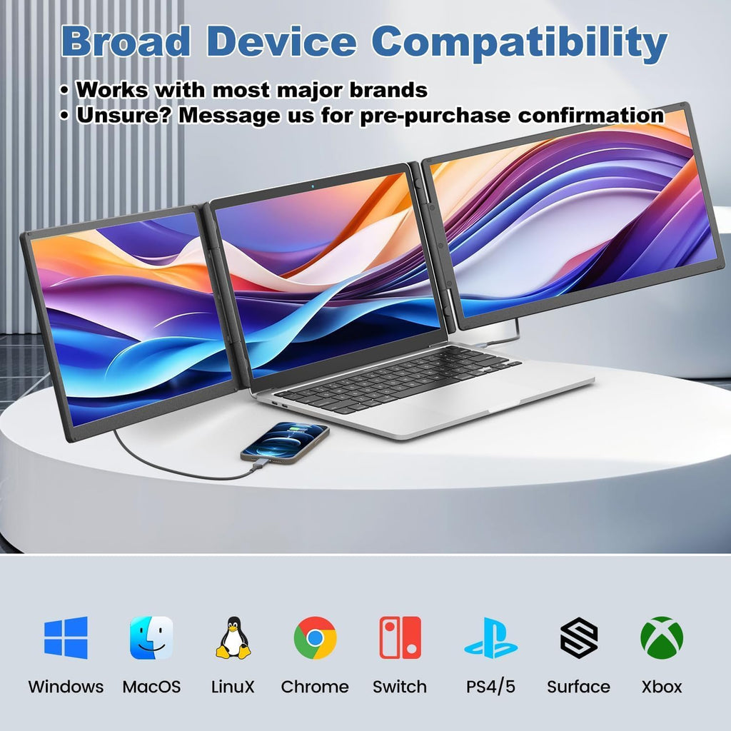 Teamgee 15.6" Laptop Screen Extender with Power Bank  FHD 1080P Triple Monitor  Driver-Free Plug & Play for 13-17" Laptops (HDMI/USB)  Home Office/Small Business  Windows/Mac/Android