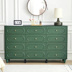 ORRD 12 Drawer Fluted Dresser for Bedroom, Mid Century Modern Chest of Drawers, Wood Storage Small Dresser Organizer for Bedroom Living Room Hallway Closet, Green