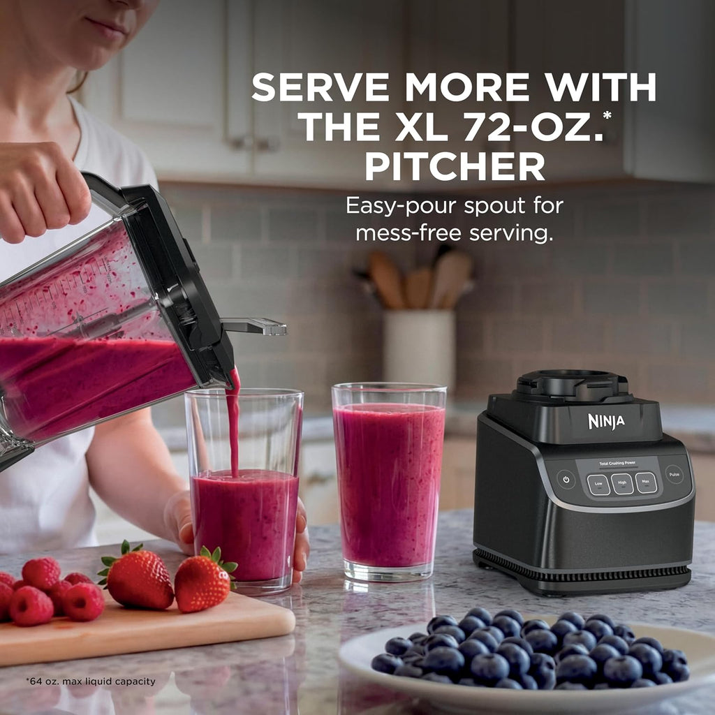 Ninja UltraCrush Professional Blender | 1000W, XL 72-oz.* Pitcher | Total Crushing Technology | 3 Manual Speeds for Ice Crushing, Smoothies, Sauces & More | Full-Size Blender | Black | BP201