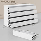 White Wood Dresser for Bedroom, 8 Drawer Dressers for Clothes Storage, Modern Dresser with Wide Drawers, Wide Wooden Chest Drawers for Living Room, Entryway, TV Stand(55" W x15.4 Dx32.3 H)