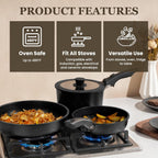 KIKCOIN Nonstick Pots and Pans Set 24 Pack - Kitchen Cookware Set with Detachable/Removable Handle - Cooking Pans Set with Frying Pans, Egg Pan - Stackable, Oven Safe, Induction Ready