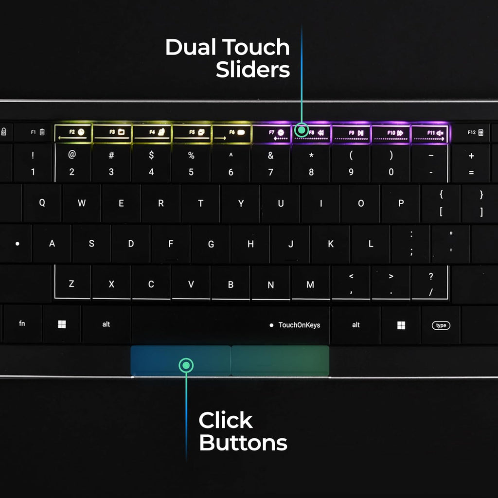 CLVX 1 Windows | Touch On Keys & Gestures AI Keyboard | Bluetooth & USB-C | Low Profile Silent Scissor Keys | Interactive RGB | Aluminum Chassis | Compatible with Windows/Linux/Android