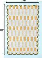 Hand-Tufted Wool Area Rug with Scalloped Edges, Plaid Pattern, Cozy Soft Accent Rug for Living Room, Bedroom, and Nursery, Handmade Decorative Carpet (5x8 Feet)