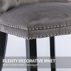 Modern Kitchen Chairs Set of 4 Grey Velvet Dining Room Chairs with Back Ring Pull Nailhead Trim Solid Wood Leg Upholstered Tufted Table Chair for Western Restaurant Living Powder Room Hotel